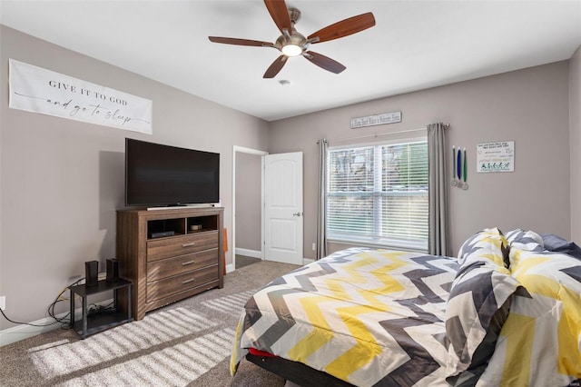 bedroom with carpet and ceiling fan