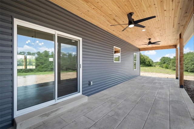 view of patio with ceiling fan