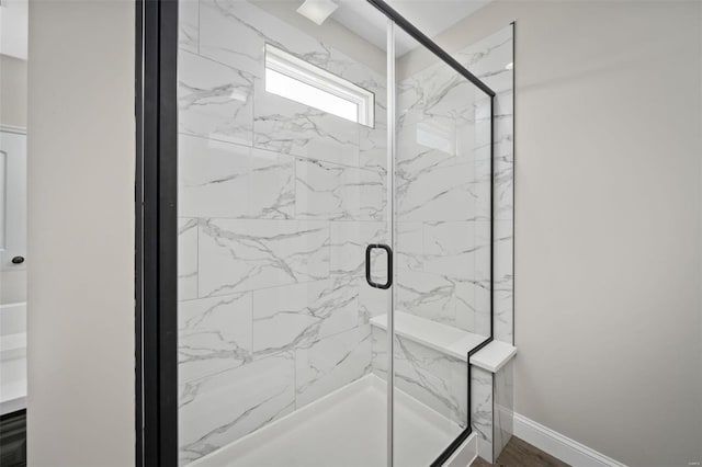 bathroom featuring walk in shower