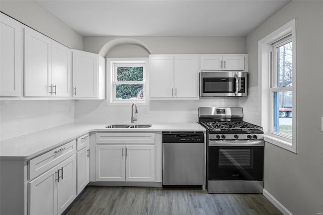 kitchen featuring a wealth of natural light, sink, and appliances with stainless steel finishes