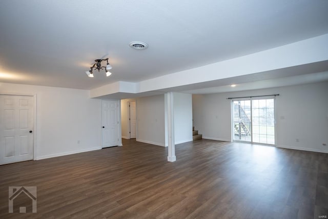 interior space featuring dark wood-type flooring