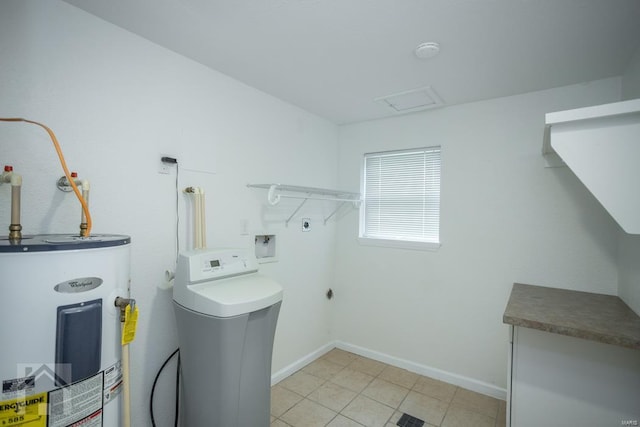 washroom featuring hookup for an electric dryer, washer hookup, and electric water heater