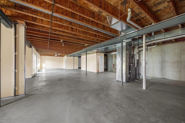 basement featuring heating unit