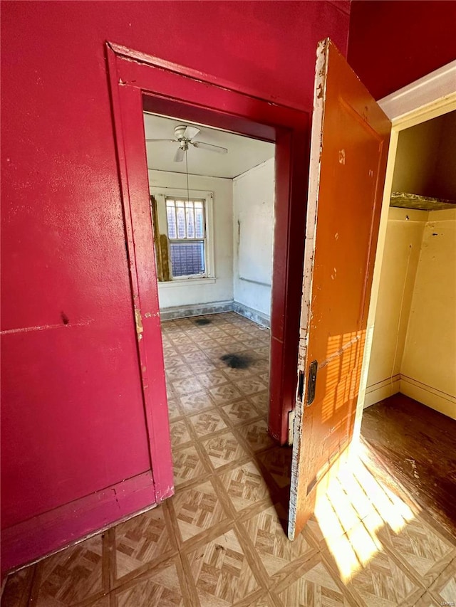 hall featuring light parquet floors