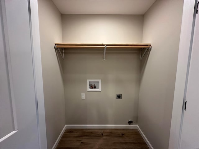 laundry room featuring hookup for an electric dryer, washer hookup, and dark hardwood / wood-style floors