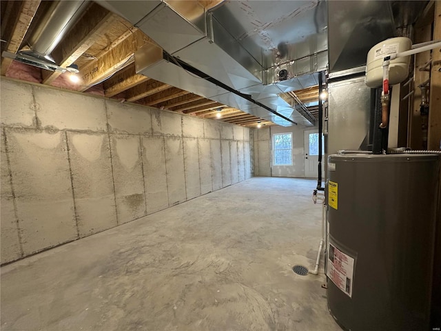 basement featuring water heater