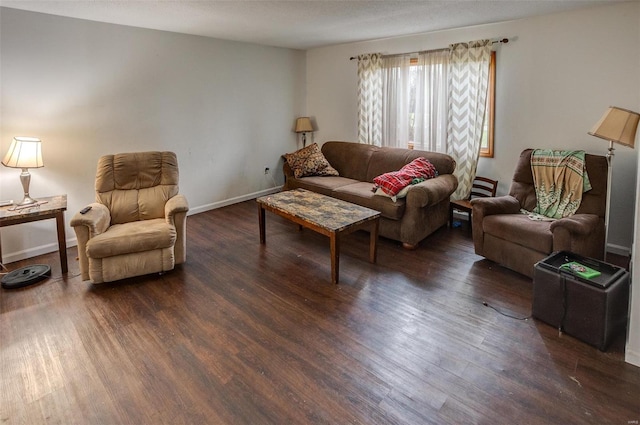 living room featuring dark hardwood / wood-style floors