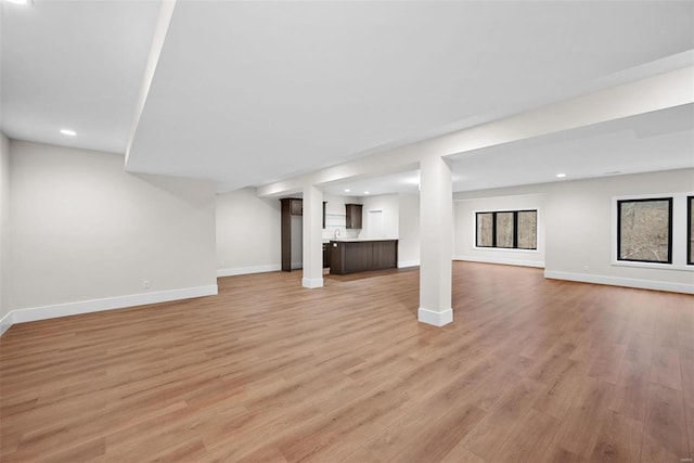 unfurnished living room with light hardwood / wood-style floors