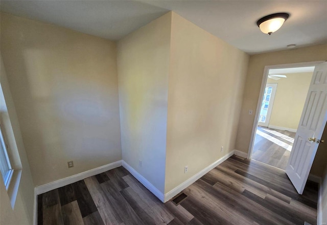 interior space with dark wood-type flooring