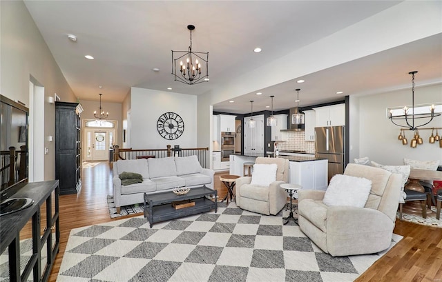 living room featuring light hardwood / wood-style floors