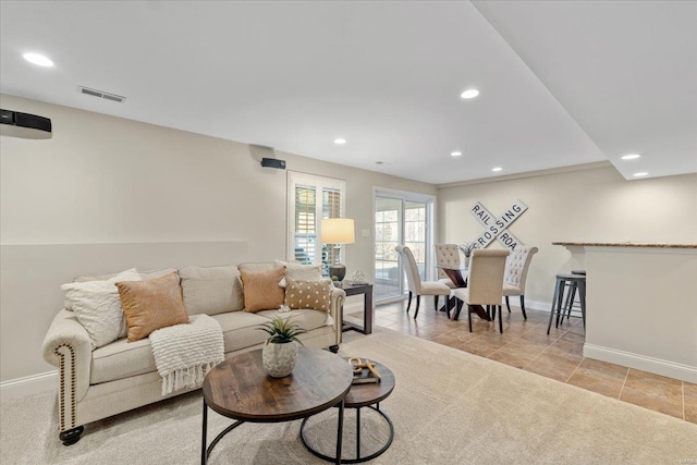 view of tiled living room