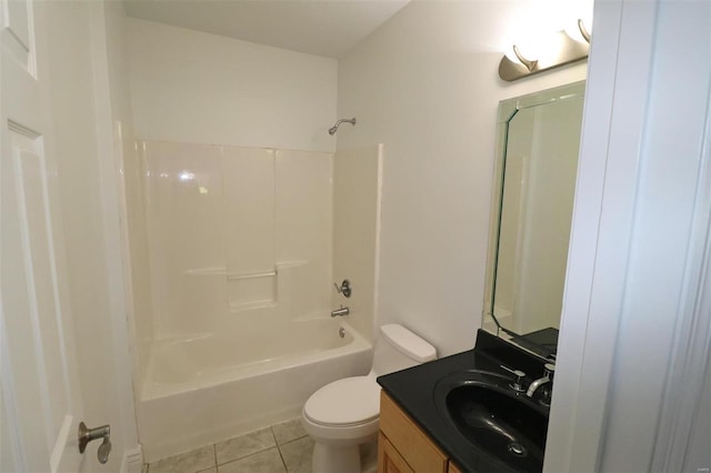 full bathroom featuring tile patterned flooring, vanity, shower / bath combination, and toilet