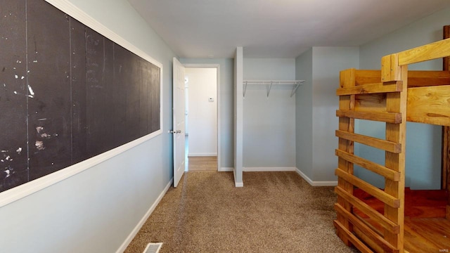 interior space featuring carpet flooring and a closet