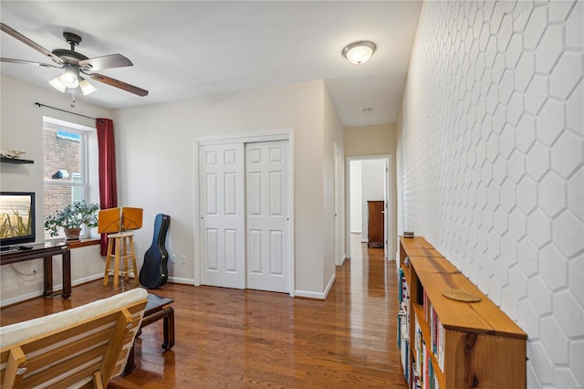 interior space with dark hardwood / wood-style flooring