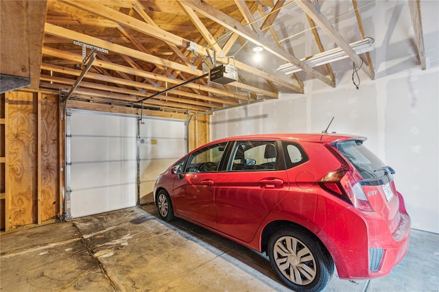 garage with a garage door opener