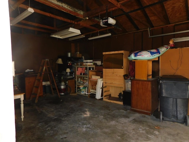 garage with a garage door opener