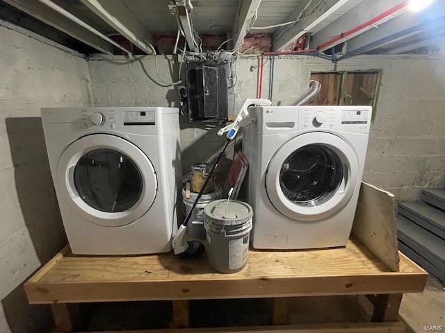 washroom featuring washer / dryer and electric panel