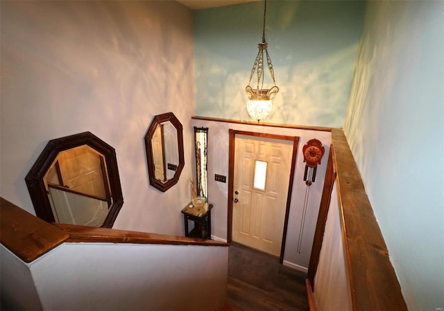 foyer entrance featuring dark hardwood / wood-style flooring