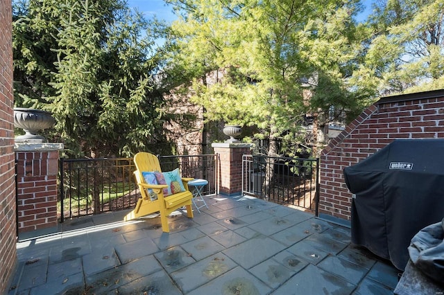 view of patio / terrace featuring a grill