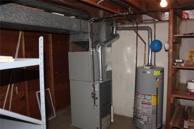 utilities featuring gas water heater and heating unit