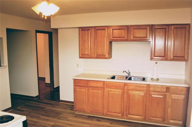 kitchen featuring dark wood-type flooring and sink