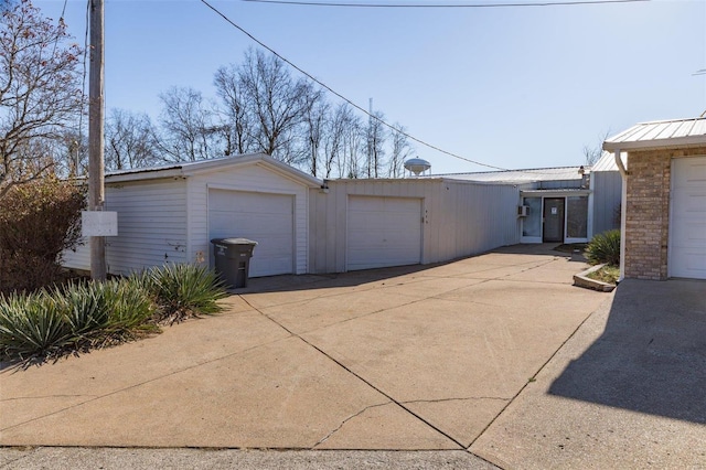 exterior space with a garage