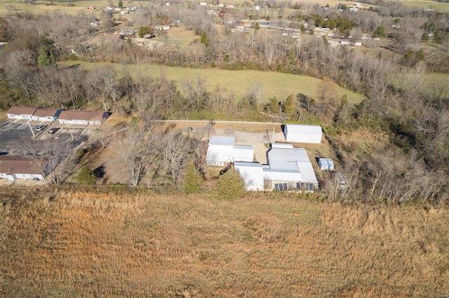 birds eye view of property featuring a rural view