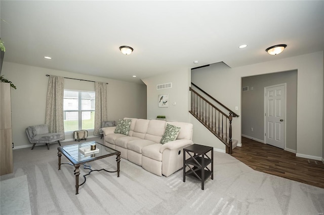 living room featuring wood-type flooring