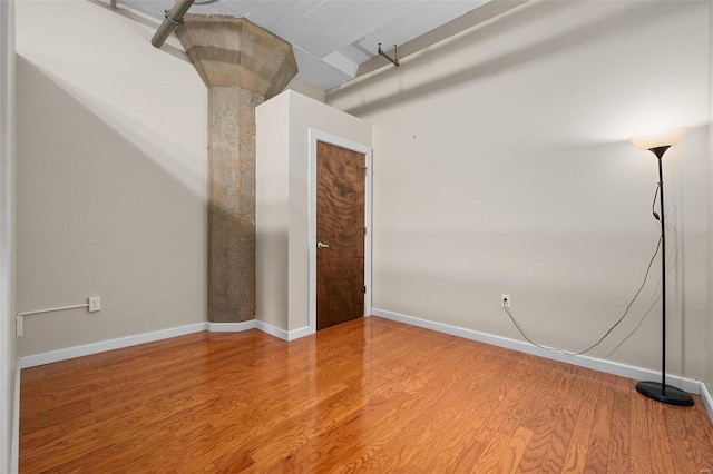 spare room featuring wood-type flooring