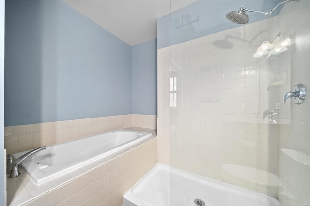 bathroom with separate shower and tub