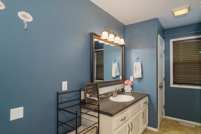 bathroom featuring vanity and tile patterned floors