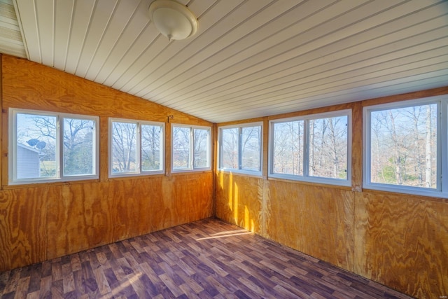 unfurnished sunroom featuring wood ceiling