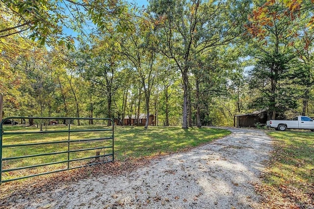 exterior space with a yard