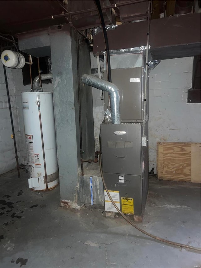 utilities featuring heating unit and water heater