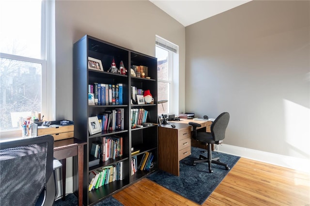 office area featuring hardwood / wood-style flooring