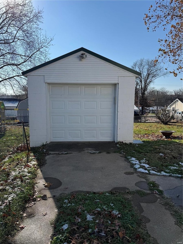 view of garage