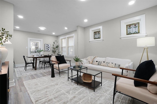 living room featuring light hardwood / wood-style flooring