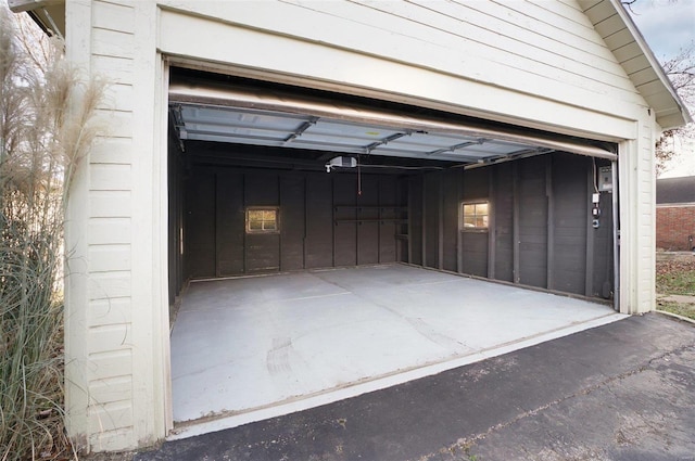 garage with a garage door opener