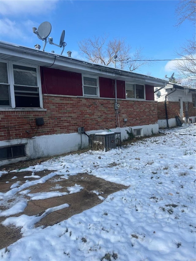 view of snow covered exterior