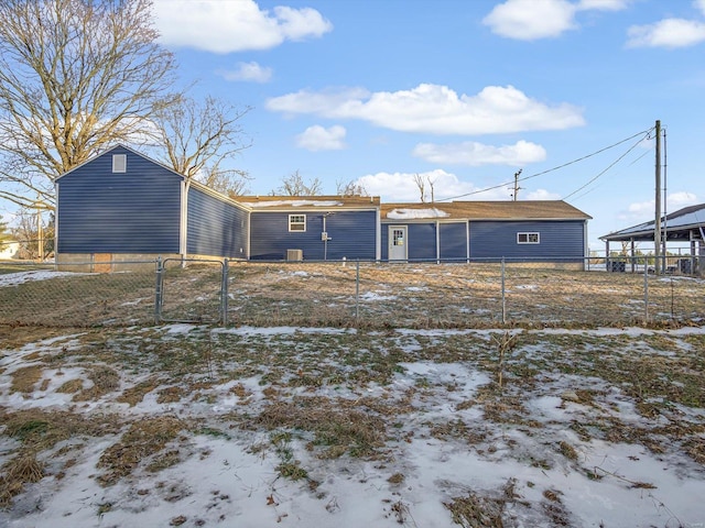 view of snow covered property