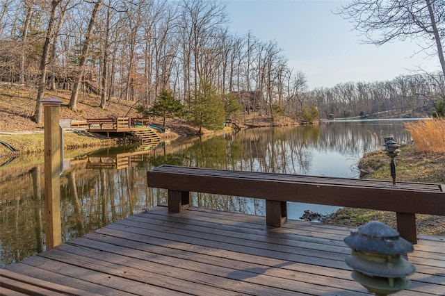 dock area featuring a water view