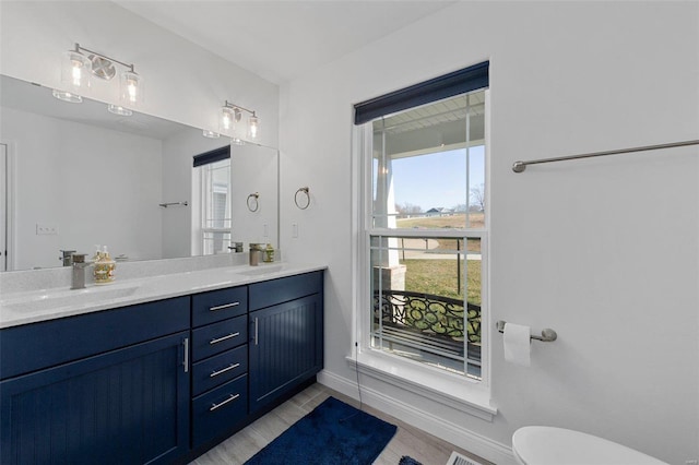 bathroom with vanity and toilet