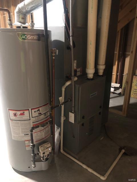 utility room featuring water heater