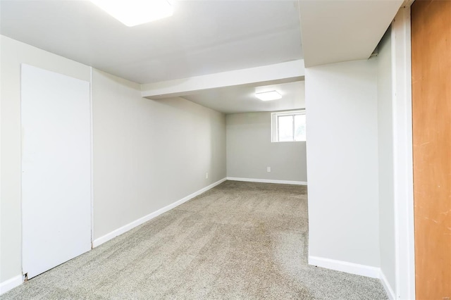 basement featuring carpet