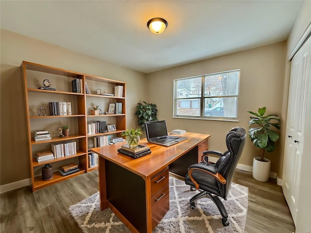 office space with hardwood / wood-style flooring