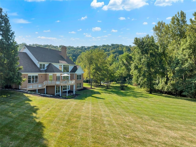 view of yard featuring a deck