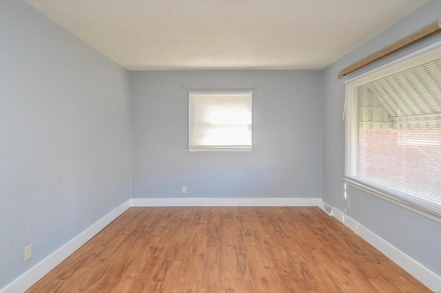 empty room with light hardwood / wood-style flooring and a wealth of natural light