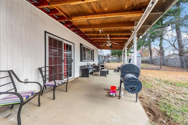 view of patio / terrace with ceiling fan