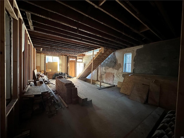 basement featuring plenty of natural light