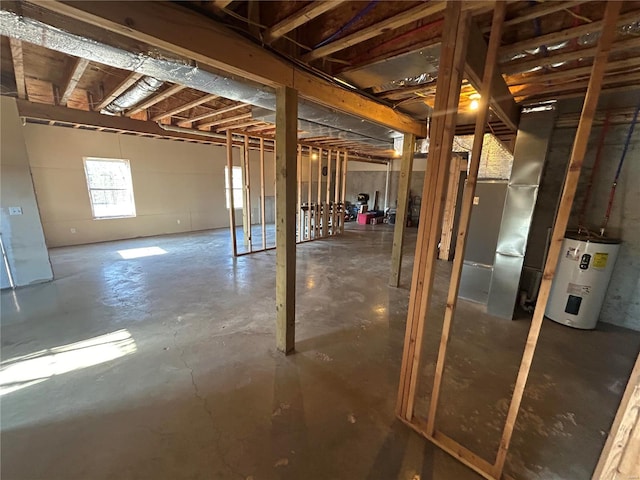 basement with electric water heater